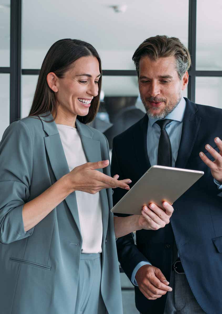 professionals discussing financial data